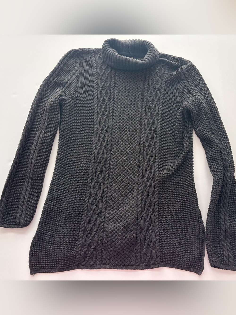 Jeanne Pierre charcoal, gray Cable Knit Turtleneck Sweater Women’s Medium